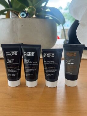 Scotch Porter Black Beard Wash, Conditioner, Oil & Gel Cream Minis Set